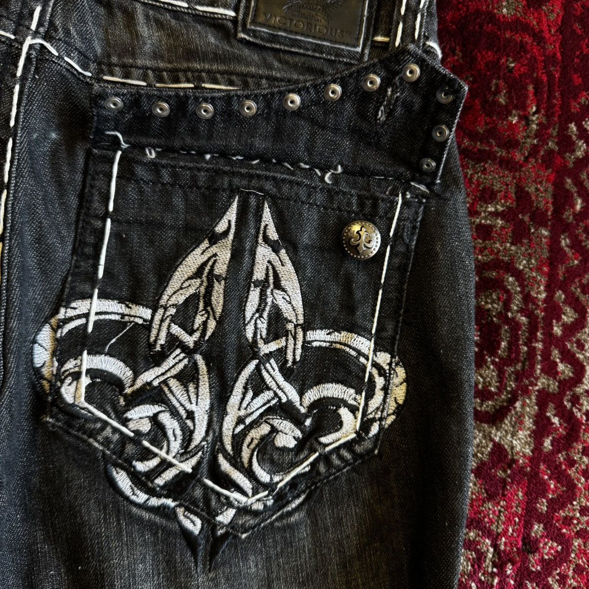 Other Victorious Y2K Jeans W Embroidered Flap Pockets Size US 34 / EU 50 - 5 Thumbnail