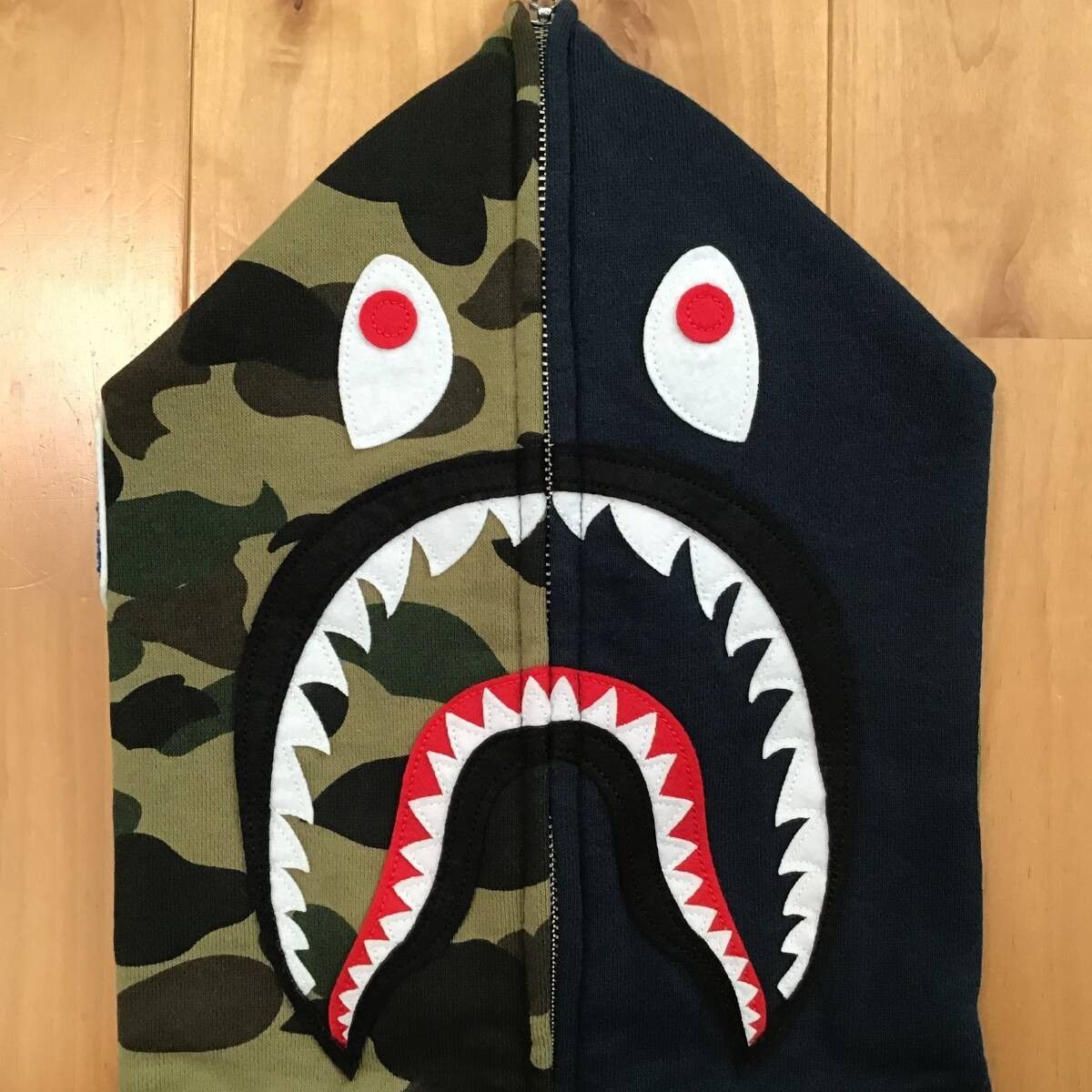 Bape A Bathing Ape Shark Full Zip Hoodie 1st camo green Navy S Size S / US 4 / IT 40 - 3 Thumbnail