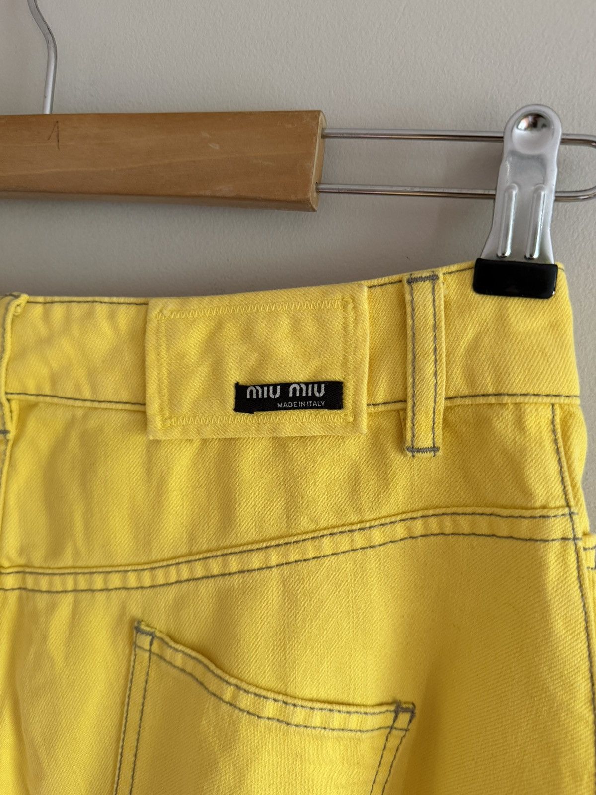 Miu Miu Vintage Miu Miu Yellow Denim Mini Skirt Size 27" / US 4 / IT 40 - 7 Thumbnail