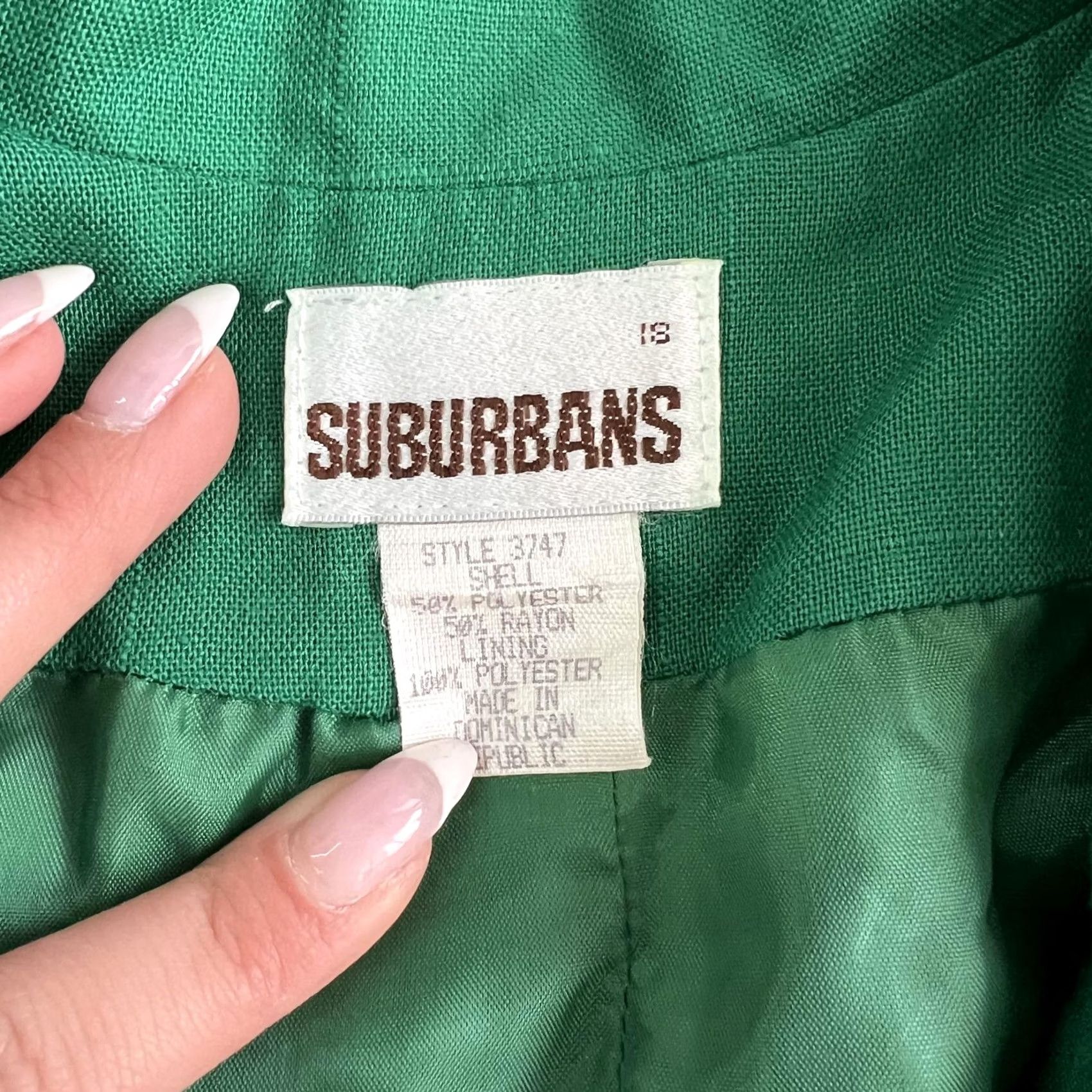 Vintage Vintage Suburbans Blazer Jacket Womens 18 Green Lined 3/4 Sleeve Career Tailored Size XL / US 12-14 / IT 48-50 - 4 Thumbnail