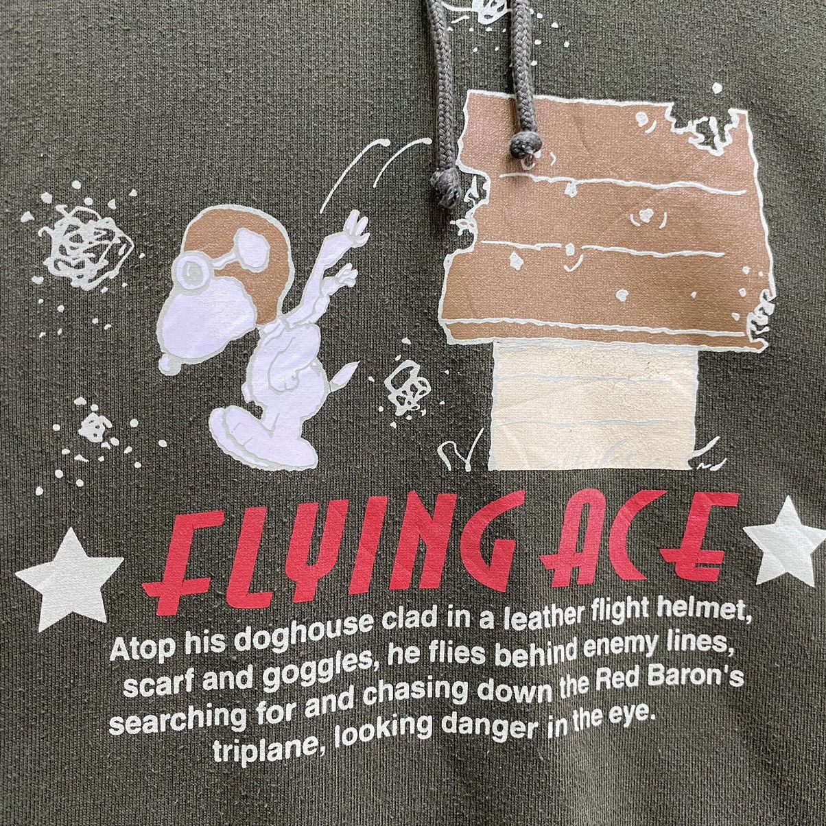 Peanuts Vintage Snoopy Hoodie Peanuts Flying Ace Olive Green Size US L / EU 52-54 / 3 - 6 Thumbnail
