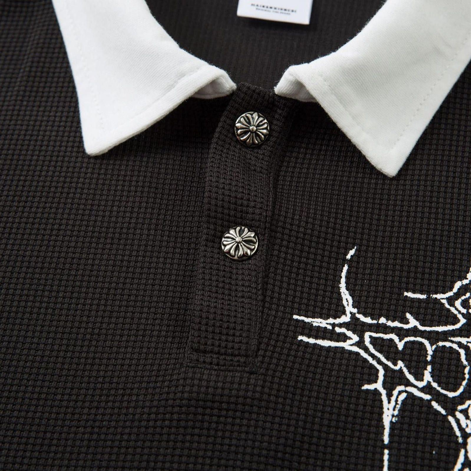 Vintage Black White Layered Look Long Sleeve Polo Shirt Size US M / EU 48-50 / 2 - 2 Thumbnail