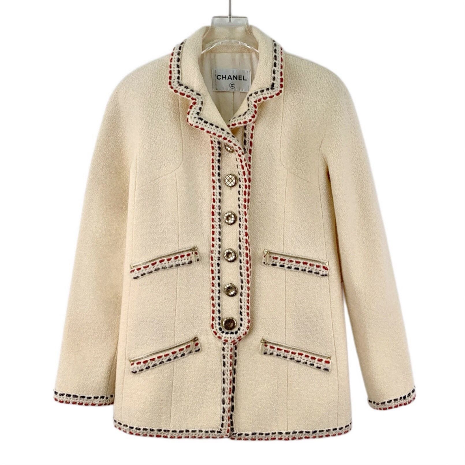 Chanel Chanel Knit Beige Coat XS Women Size XS / US 0-2 / IT 36-38 - 1 Thumbnail