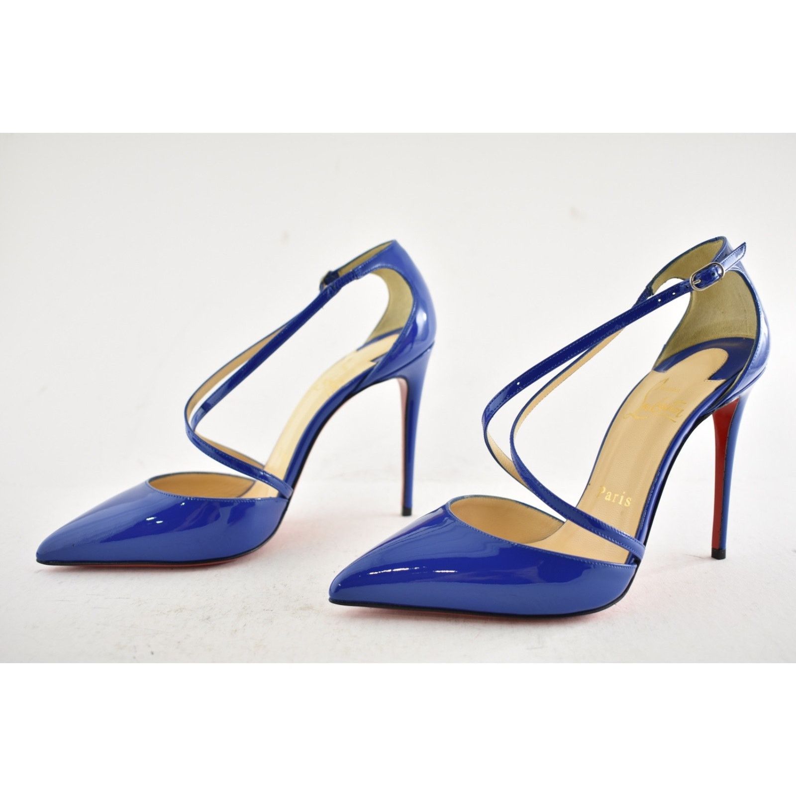 Christian Louboutin Cross Blake 100 Patent Electric Blue