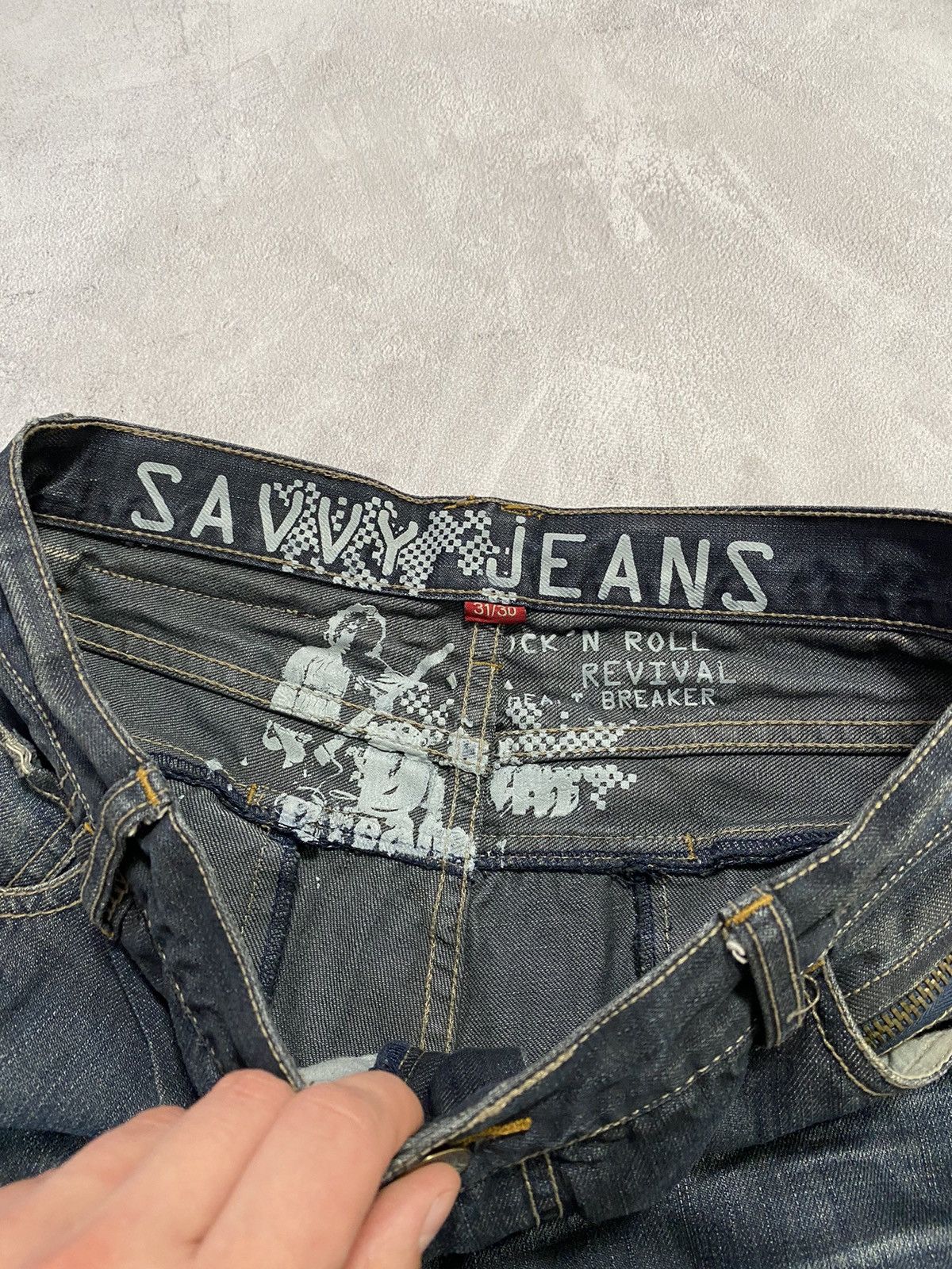 Japanese Brand 💎 Vintage Rare Jeans Savvy Rock Roll Revial Size US 31 - 10 Thumbnail