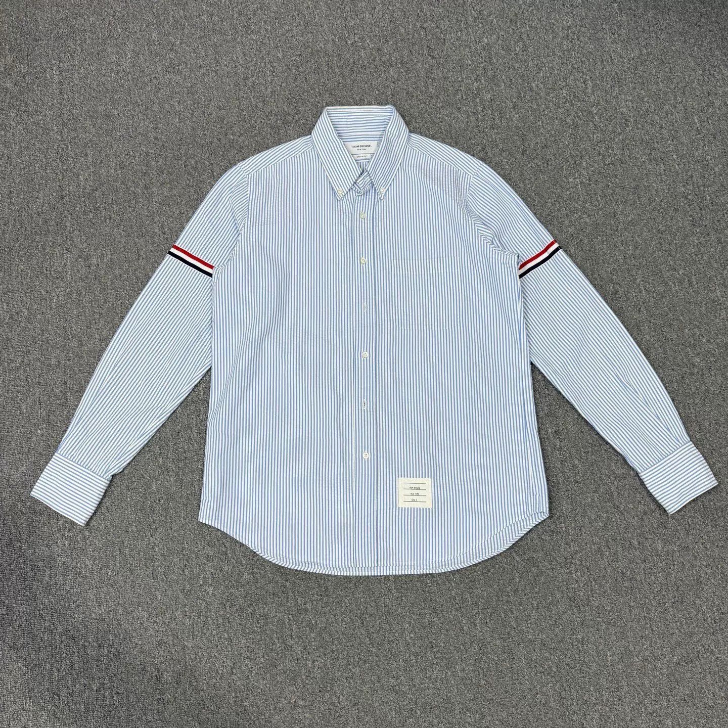 Thom Browne Blue Striped Long Sleeve Button-Up Shirt Size US L / EU 52-54 / 3 - 1 Thumbnail