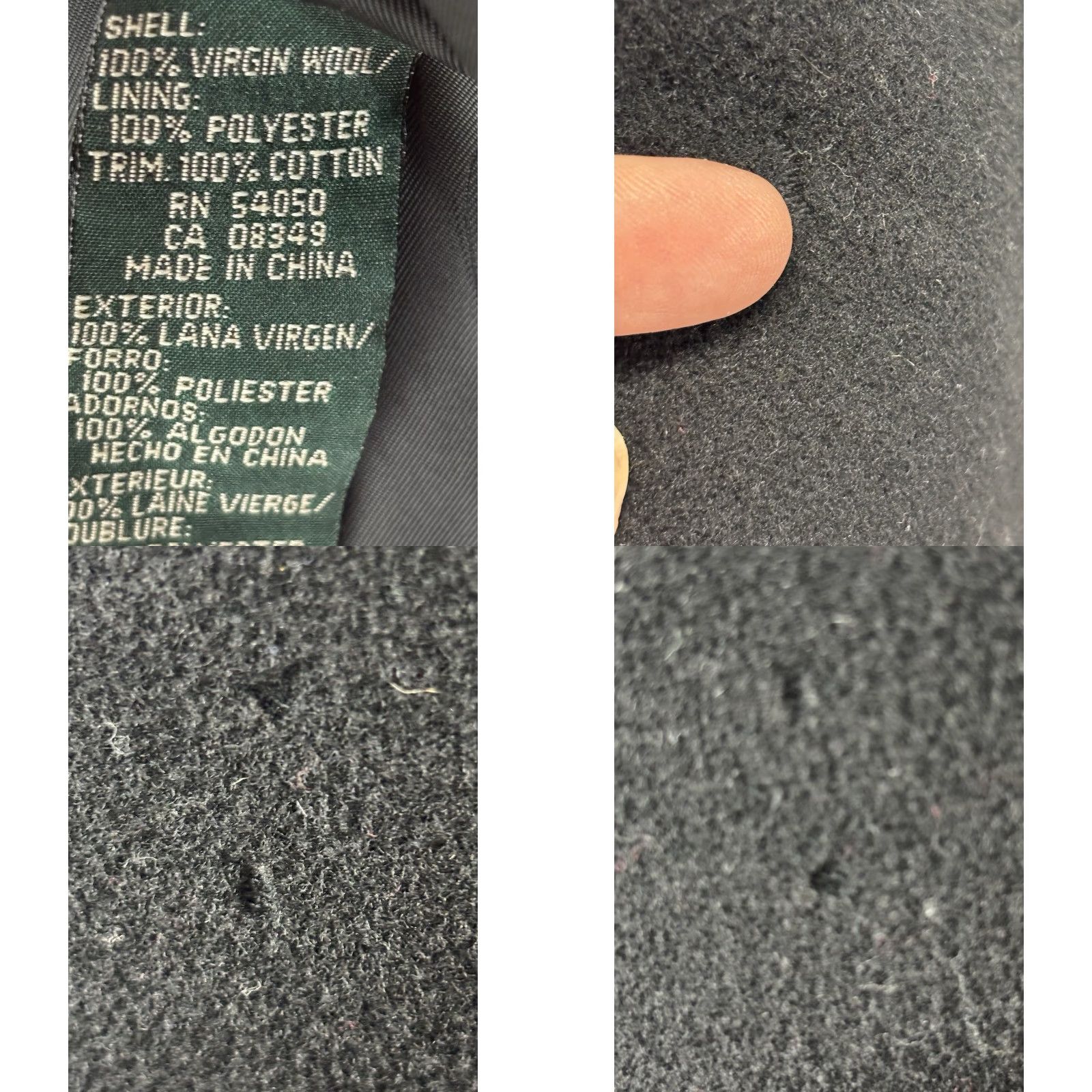 Ralph Lauren VINTAGE Lauren Ralph Lauren Coat Wool 100% Mid-Length 14W Plus Women Black Long Sleeve Button Moth-Damage Read Size XL / US 12-14 / IT 48-50 - 8 Thumbnail