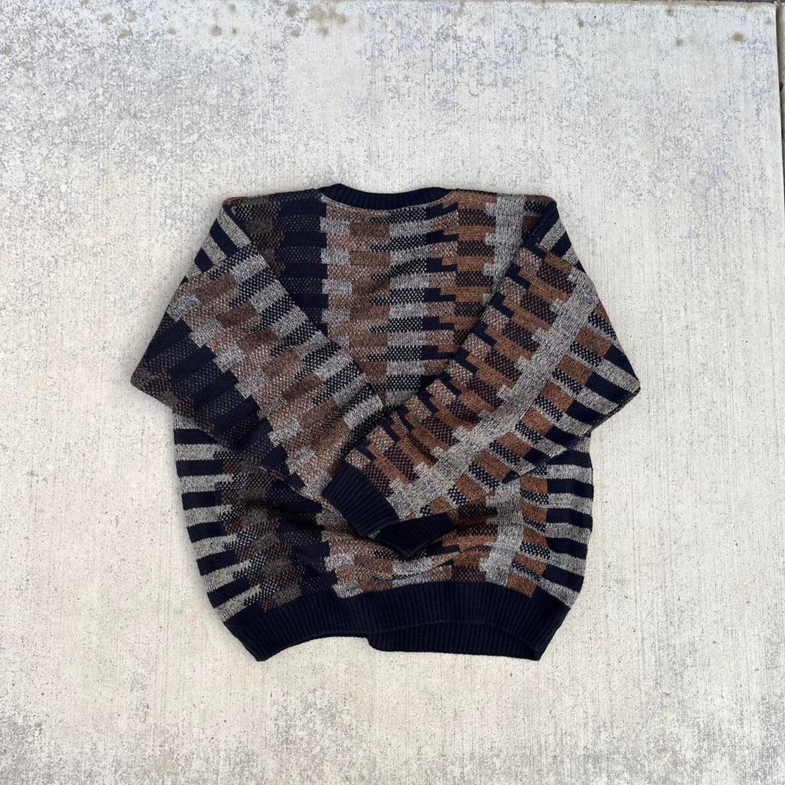 Protege Tiger Stripped Geometric Cosby Sweater Patchwork Design Size US L / EU 52-54 / 3 - 4 Thumbnail