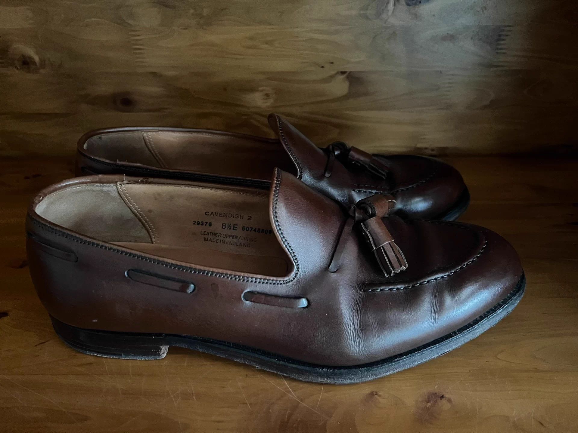 Crockett & Jones CROCKETT & JONES UK Made Leather Loafers Dark Brown 8.5E Size US 8.5 / EU 41-42 - 3 Thumbnail