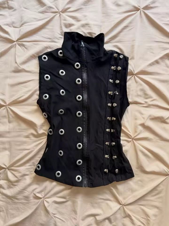 Japanese Brand Y2K style punk rivets zipper retro top blouse Size S / US 4 / IT 40 - 1 Thumbnail