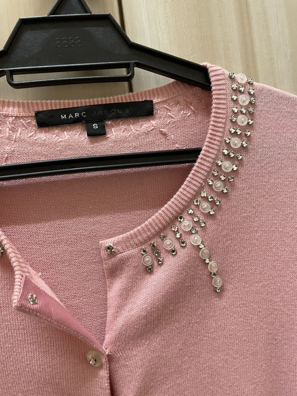 Marc Jacobs Marc Jacobs Crystal Embellished Pink Cardigan Sweater Size S / US 4 / IT 40 - 4 Thumbnail
