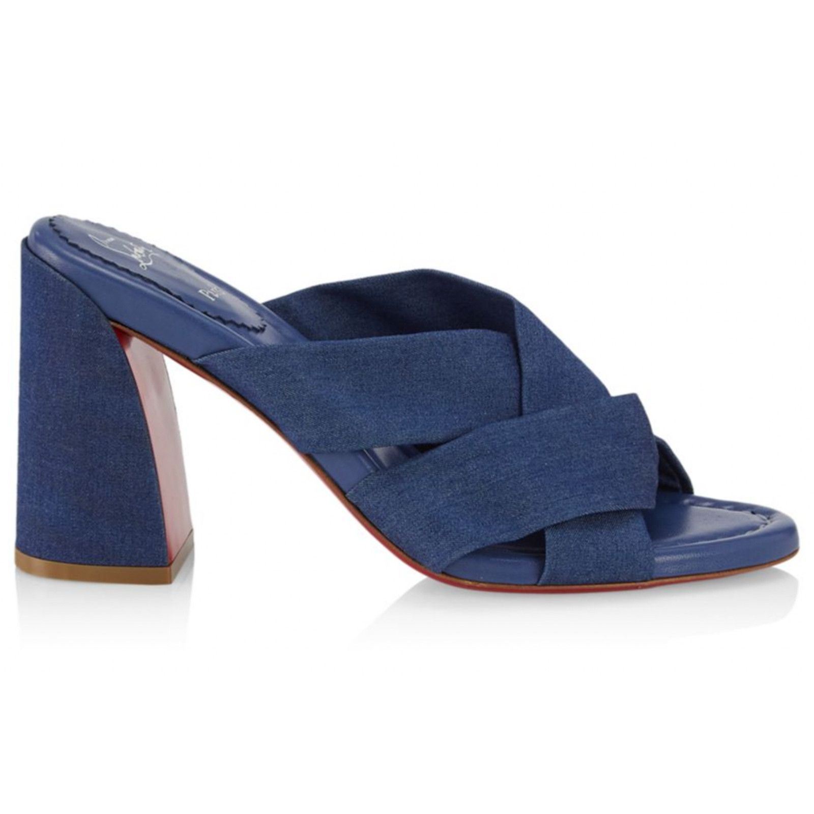 Disco Club 85 Blue Denim Backless Mule Sandal Heel 39