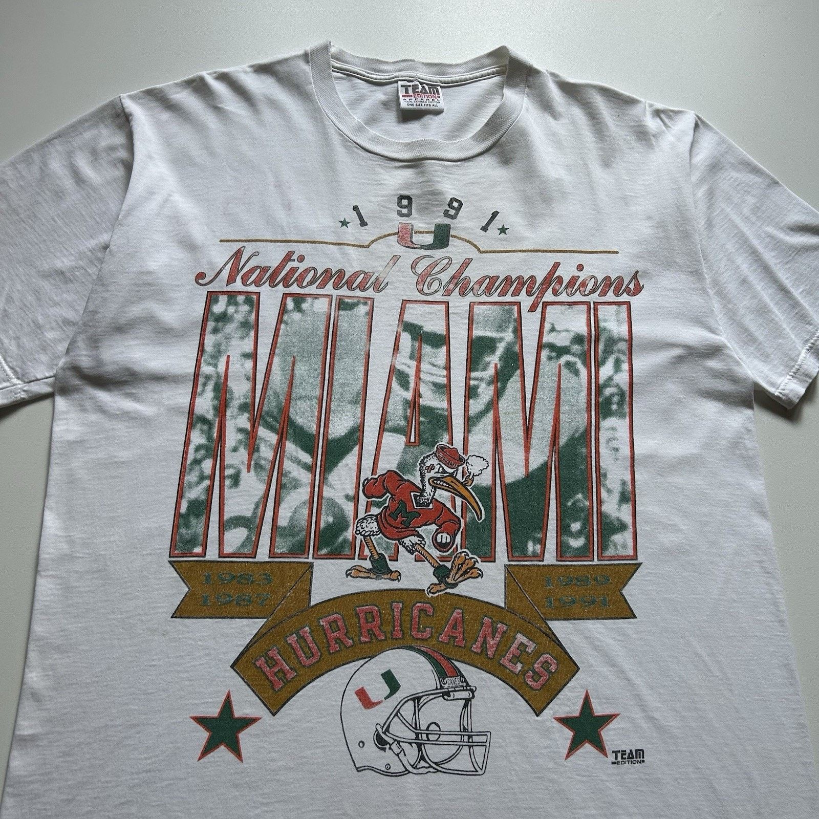 NCAA Vintage 90s Miami Hurricanes T-Shirt XL NCAA Made In USA Size US XL / EU 56 / 4 - 2 Thumbnail
