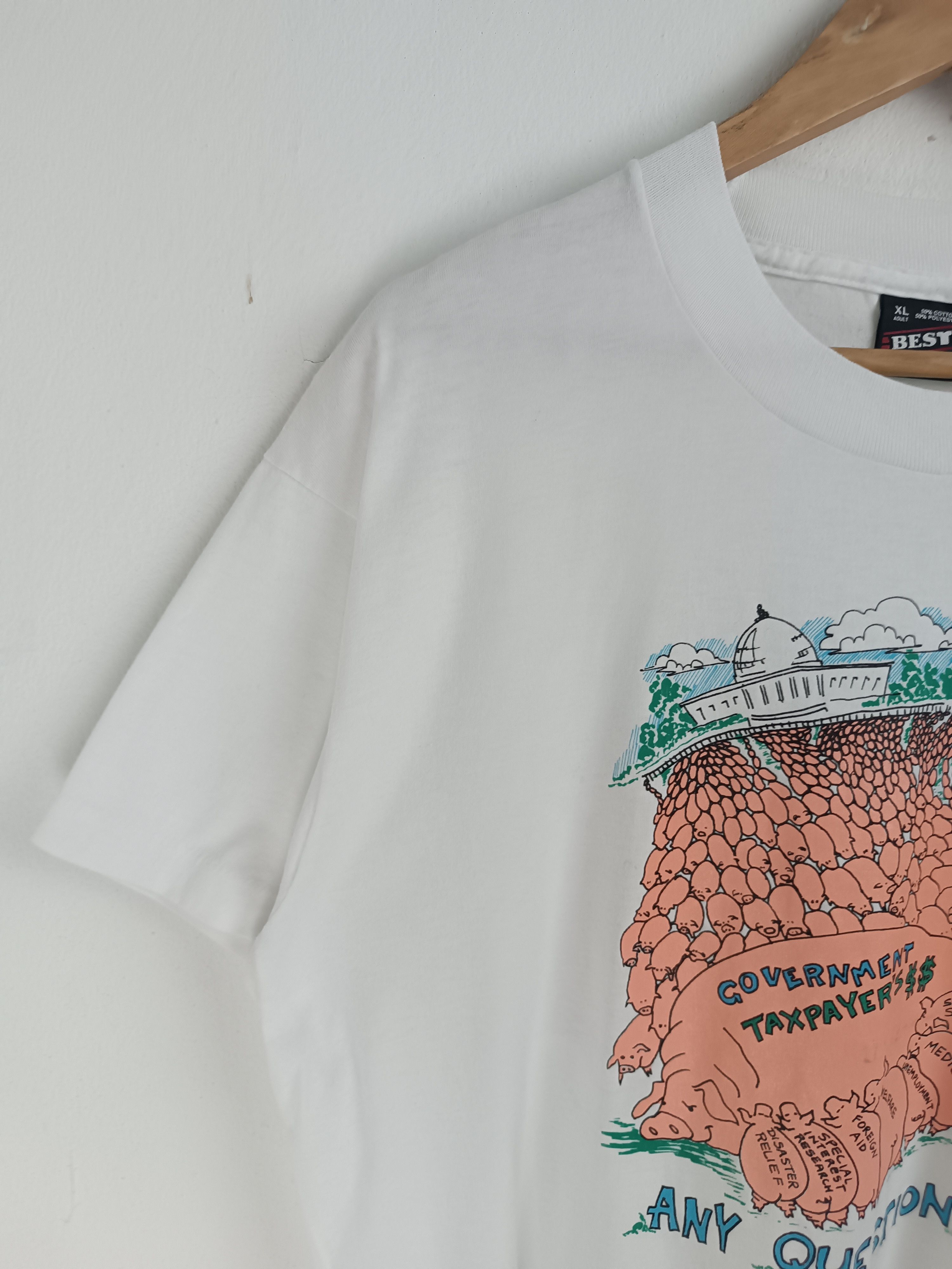 Vintage VINTAGE 90'S GOVERMENT PIG TAXPAYER HUMOR ADULT FUNNY Size US L / EU 52-54 / 3 - 5 Thumbnail