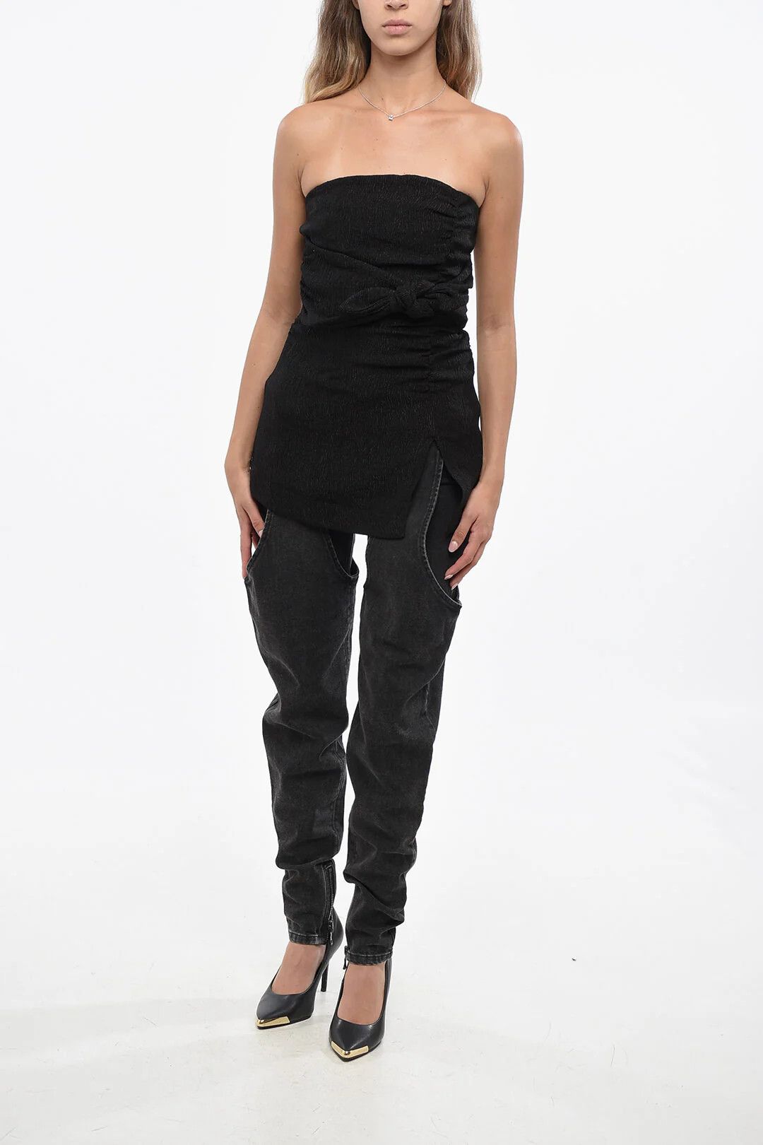 Ganni og1mm0426 Draped Strapless Top in Black Size M / US 6-8 / IT 42-44 - 4 Thumbnail