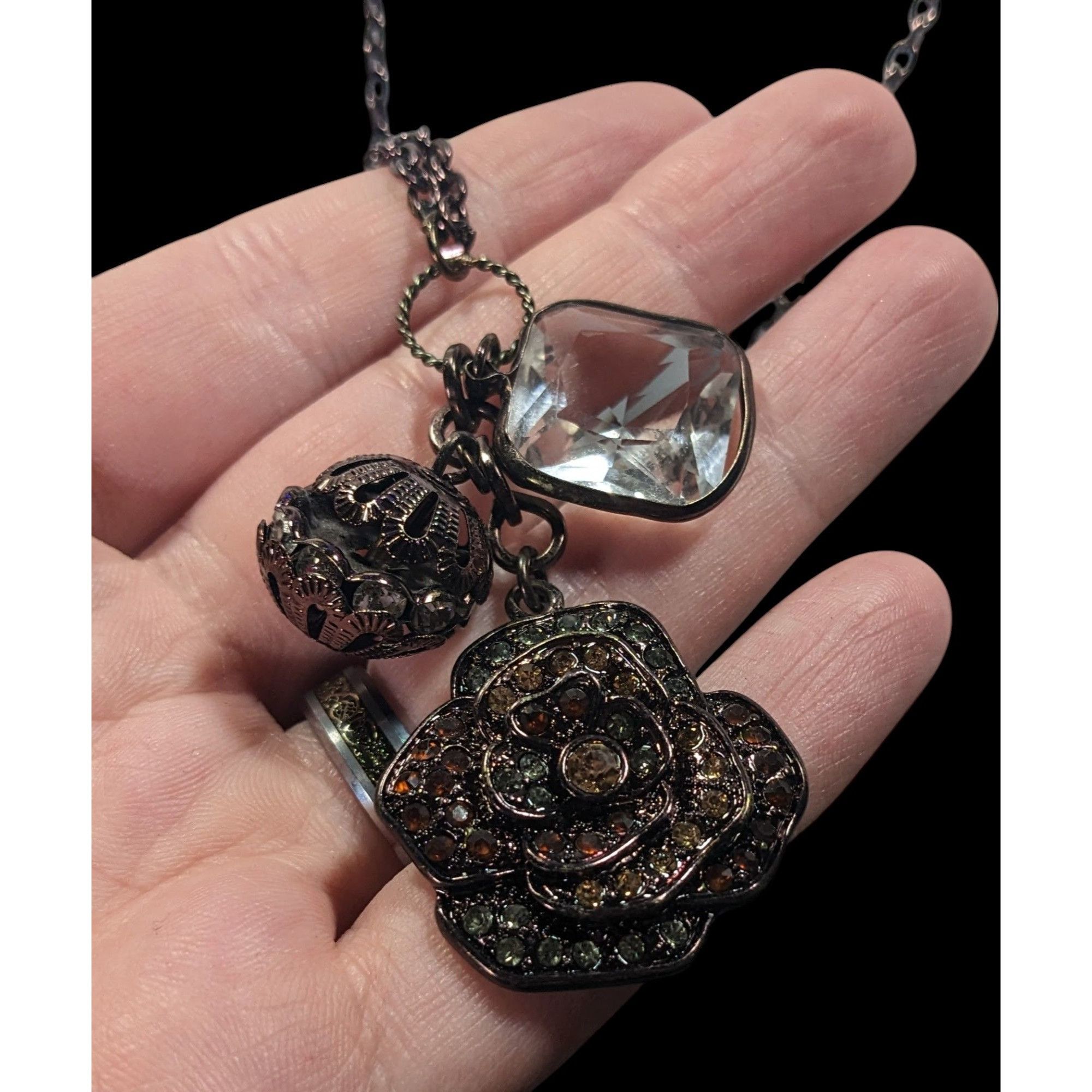 Other Steampunk Floral Gemmed Cluster Pendant Necklace Size ONE SIZE - 6 Thumbnail