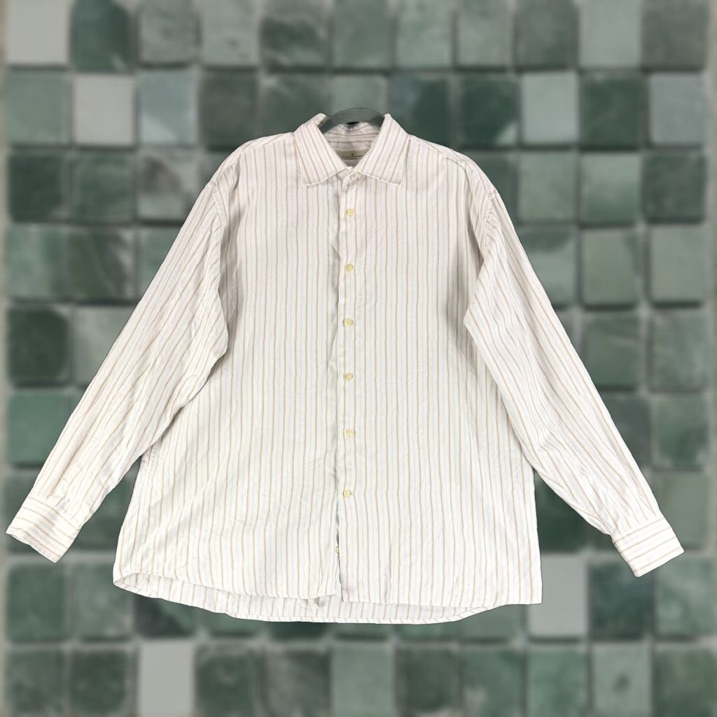 Ermenegildo Zegna Ermenegildo Zegna Dress Shirt Mens XL White Stripe 100% Cotton Long Sleeve Dress Shirt Mens XL White Stripe 100% Cotton Long Sleeve Size 46R - 1 Thumbnail