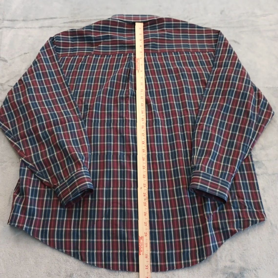 Van Heusen Van Heusen Mens XL Shirt Plaid Long Sleeve Button-Down Cotton Blend Blue Red Size US XL / EU 56 / 4 - 6 Thumbnail
