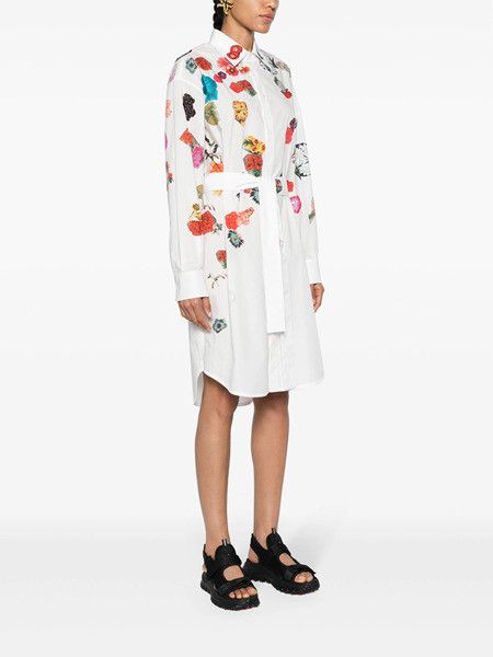 Marni oc11z0525 Shirt Dress With Floral Print in White Size M / US 6-8 / IT 42-44 - 3 Thumbnail
