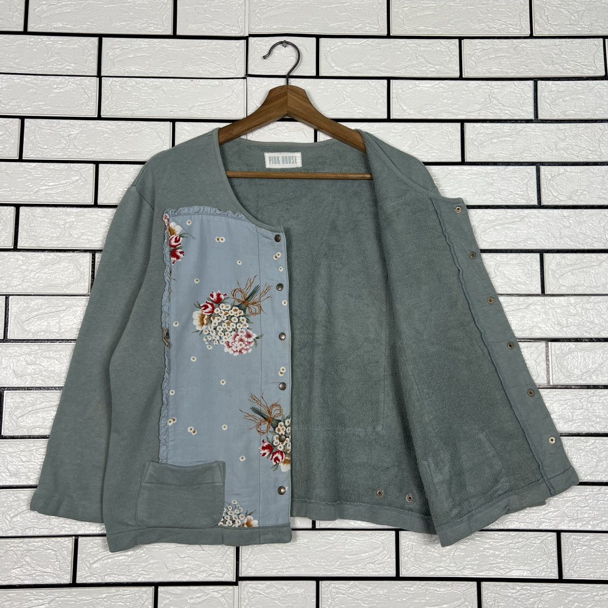 Pink House PINK HOUSE Big Logo Floral Snap Button Jacket #4090-C186 Size L / US 10 / IT 46 - 7 Thumbnail