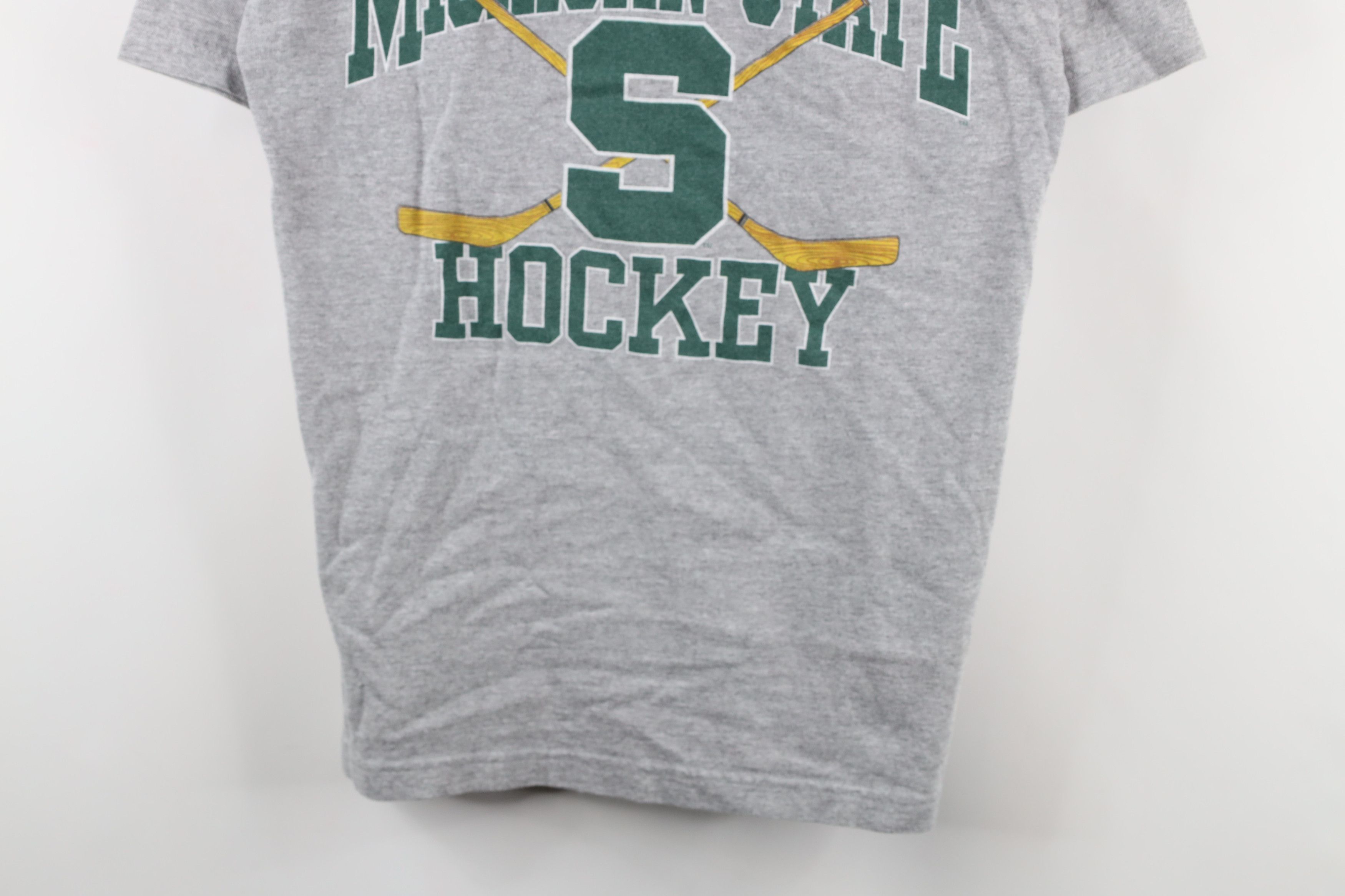 Vintage Vintage 90s Michigan State University Hockey T-Shirt Gray Size US M / EU 48-50 / 2 - 3 Thumbnail