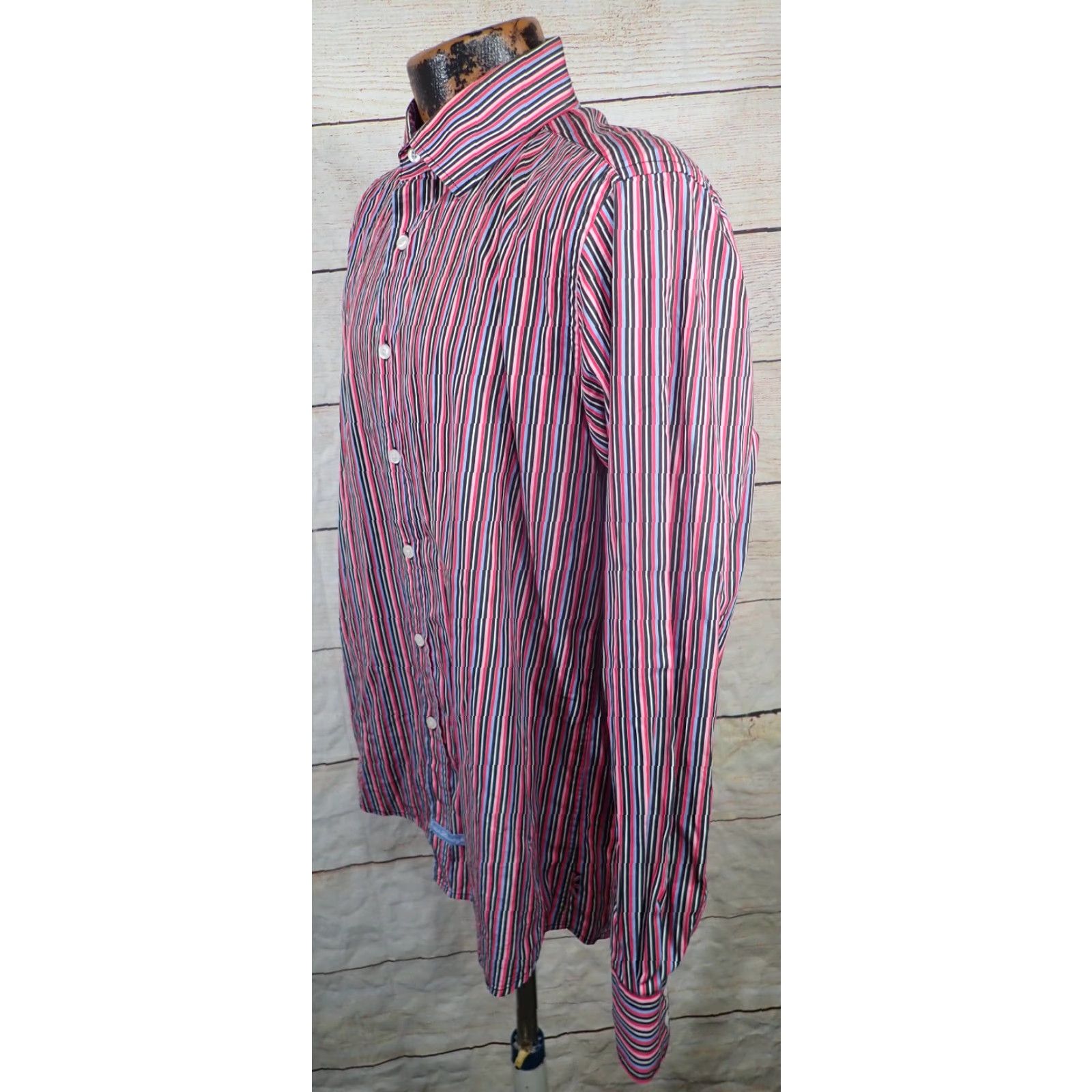 English Laundry English Laundry Button Shirt Mens L Stripe Cotton 16.5x34/35 Size US L / EU 52-54 / 3 - 2 Thumbnail