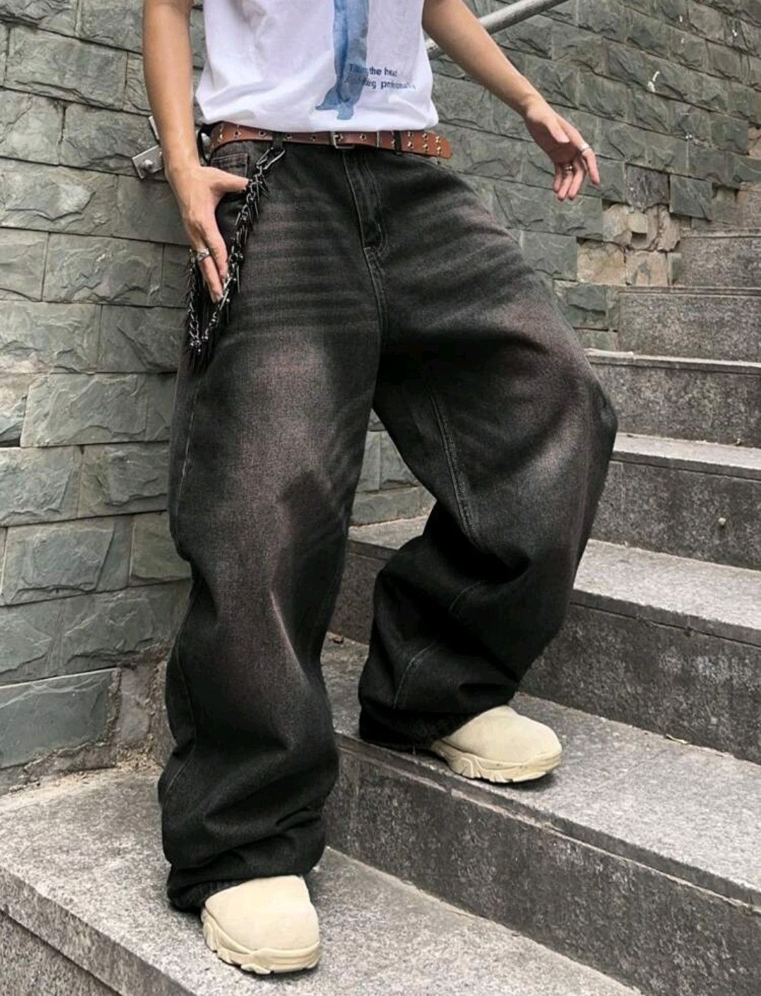 Japanese Brand × Leather Men Hip Hop Baggy Jeans Size US 28 / EU 44 - 1 Thumbnail