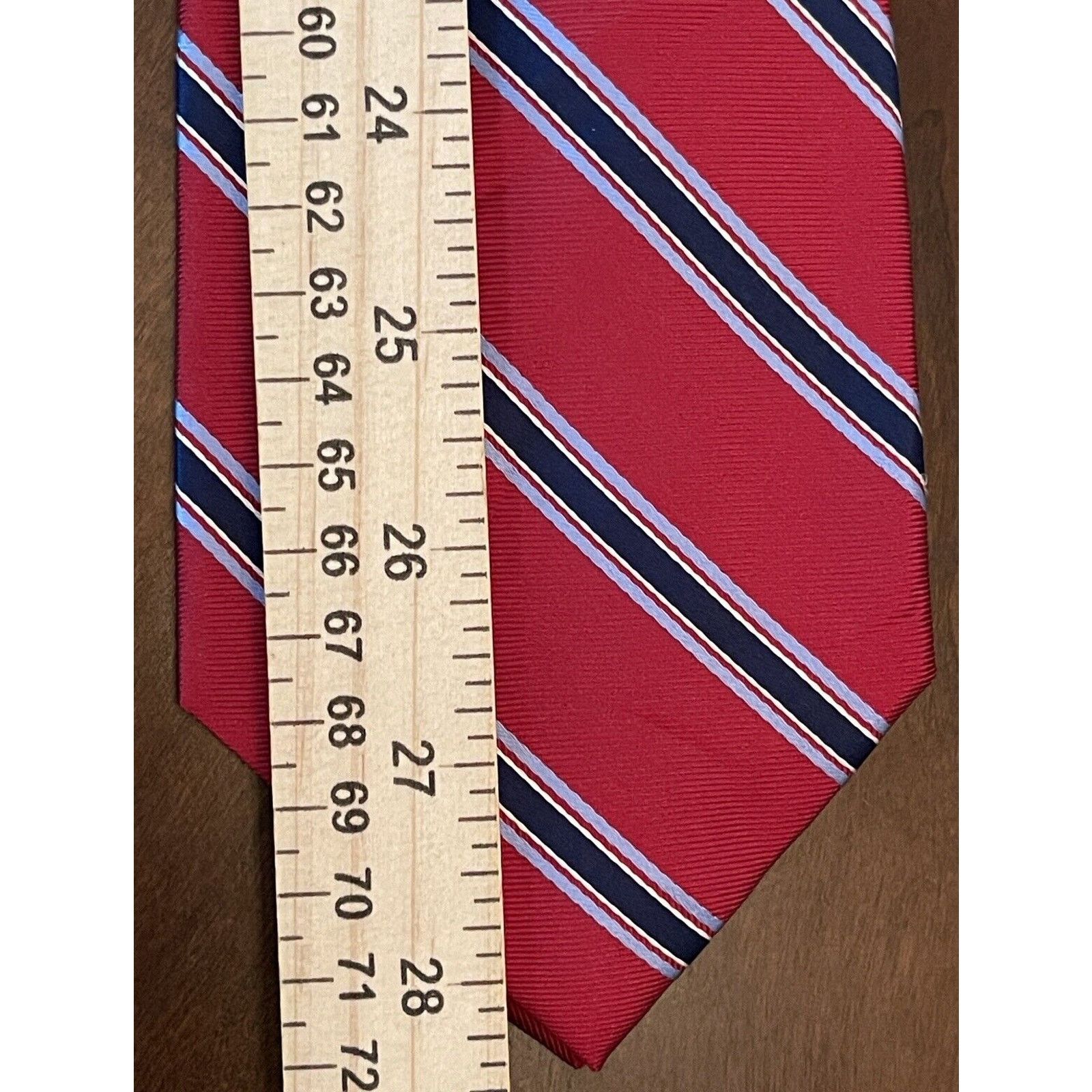 Bass Bass Red Blue 100% Silk Men’s Neck Tie Made In China Size ONE SIZE - 5 Thumbnail