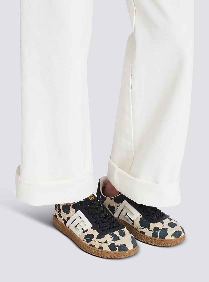 Balmain o1mt1gz0326 Swan Leopard-print Low-Top Sneakers Beige/Black Size US 9 / IT 39 - 9 Thumbnail