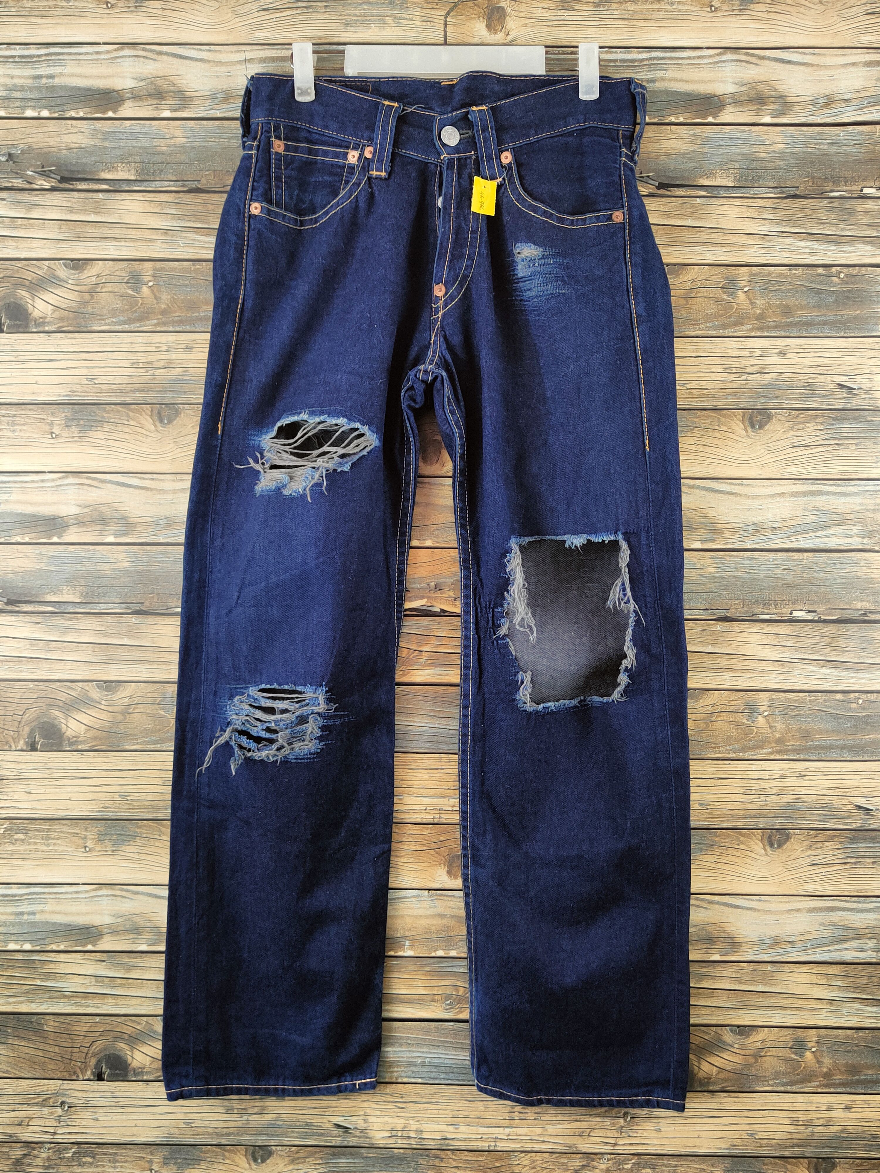 Levi's DL Levi's buckle back Distressed Ripped denim Jeans #46-966 Size US 30 / EU 46 - 1 Thumbnail