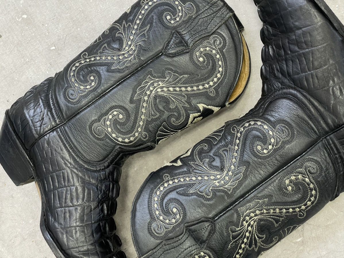 Tony Lama western 90s leather black aligator cowboy boots guidi style Size US 8 / EU 41 - 4 Thumbnail