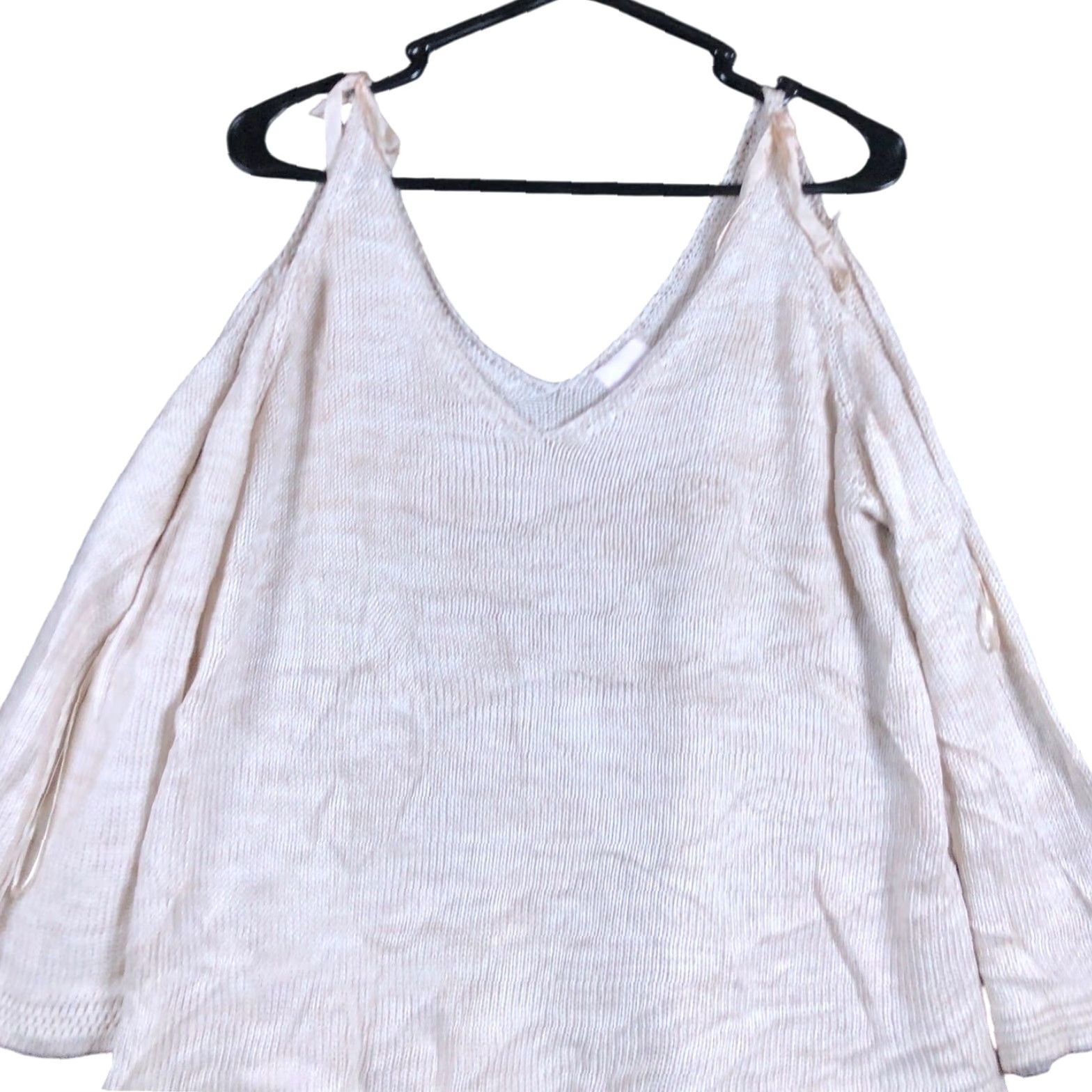 Vintage Lauren Conrad Womens Sweater Tan Knit Cold Shoulder Long Sleeve Tunic XL Size XL / US 12-14 / IT 48-50 - 2 Thumbnail