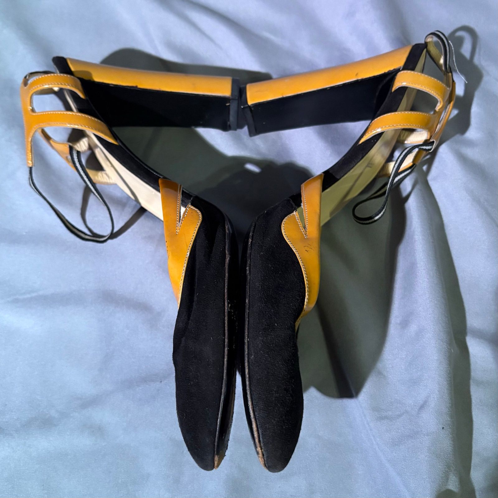 Prada Prada Yellow Patent Black Suede Heels Size 39 (8.5) Size US 8.5 / IT 38.5 - 3 Thumbnail