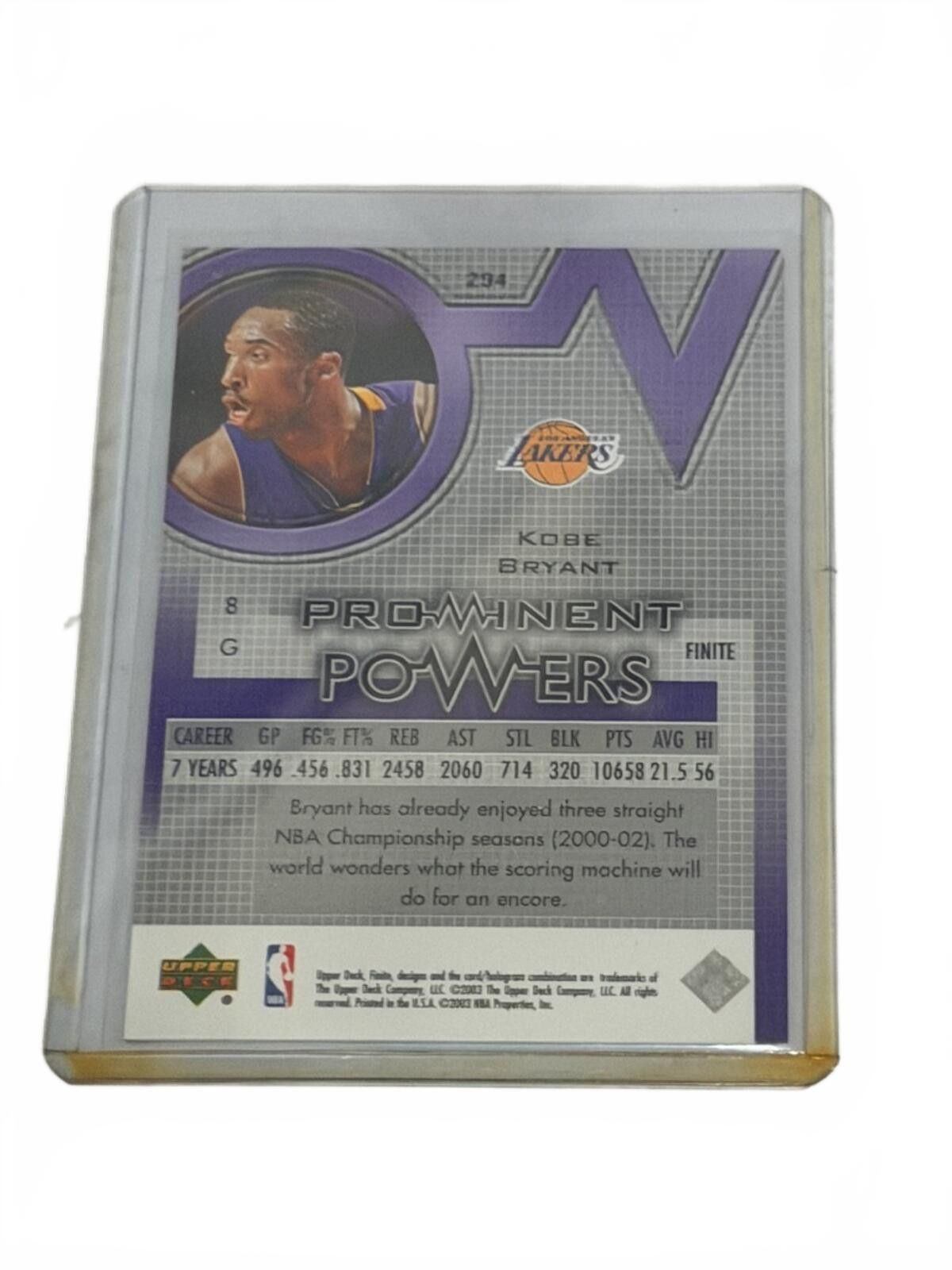 Other 2003-04 UD Finite Prominent Powers Kobe Bryant #161/500 Size ONE SIZE - 6 Thumbnail