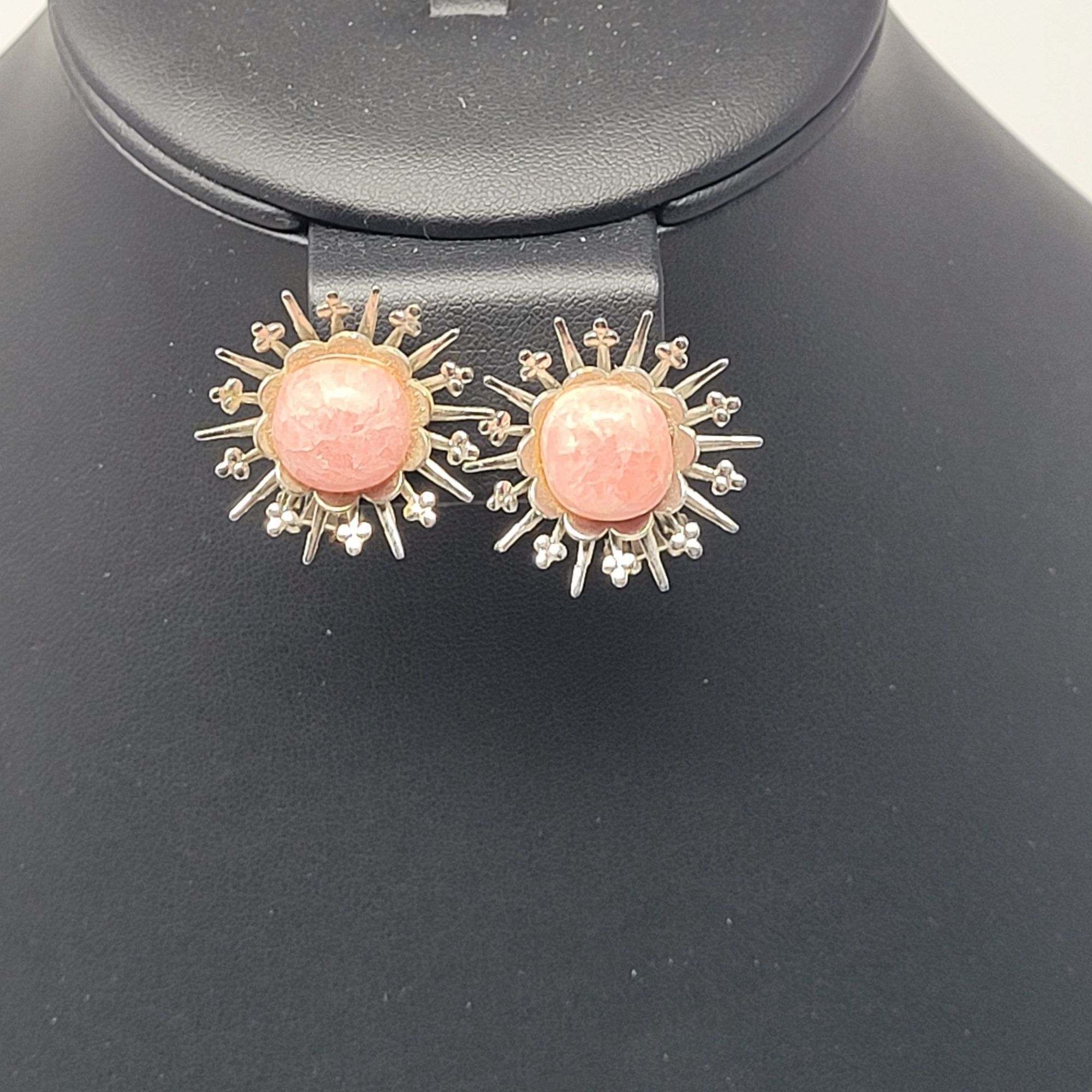 Vintage Vintage 60s Pink Quartz Sunburst Satellite Clip-On Earrings Size ONE SIZE - 8 Thumbnail