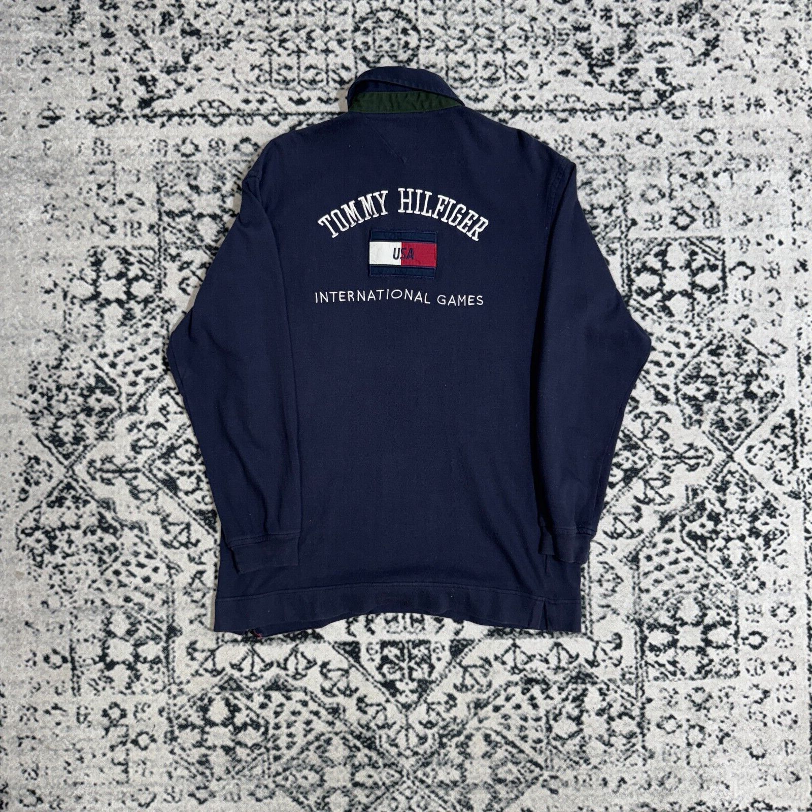 Tommy Hilfiger × Vintage Vintage Tommy Hilfiger Navy Cotton Polo Rugby Shirt Size S Size US S / EU 44-46 / 1 - 7 Thumbnail