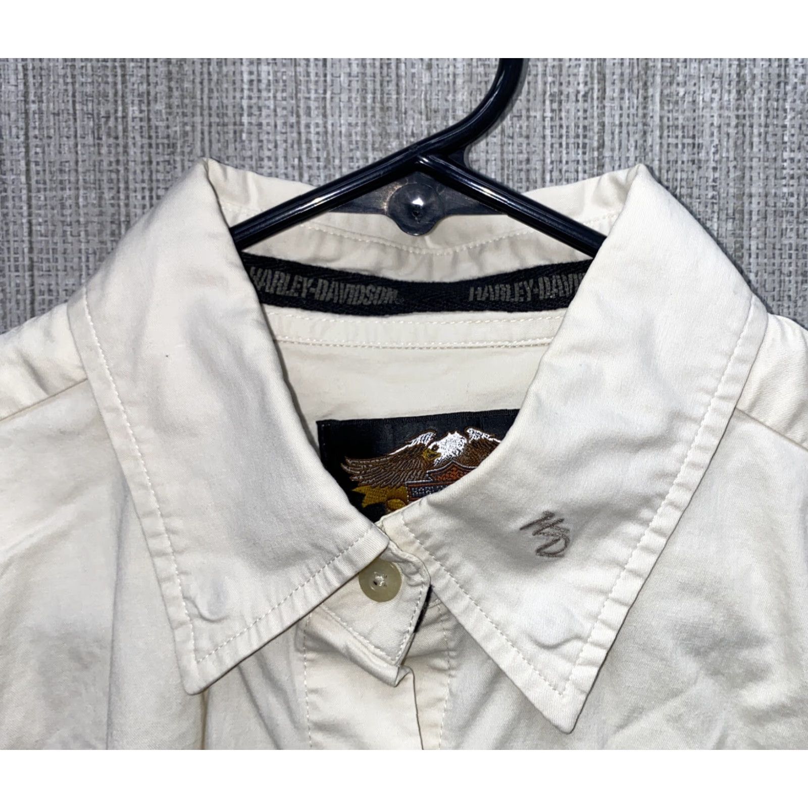 Harley Davidson Harley-Davidson Shirt Womens Beige Long Sleeve Button-Up Size M Cotton Size M / US 6-8 / IT 42-44 - 3 Thumbnail