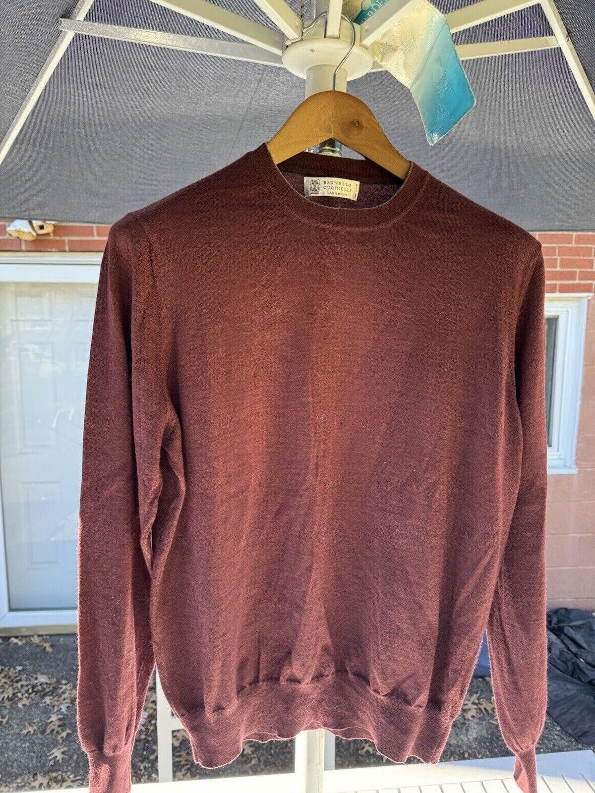 image of Brunello Cucinelli Burgundy Cashmere Wool Sweater 50/medium, Men's