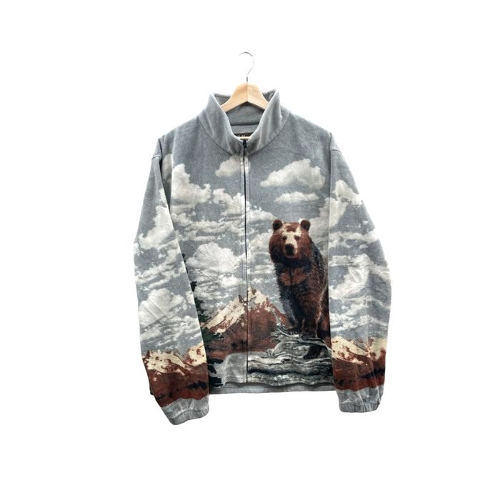 Vintage 1990's Atlas For Men Mountain Bear Animal Fleece Jacket Grailed