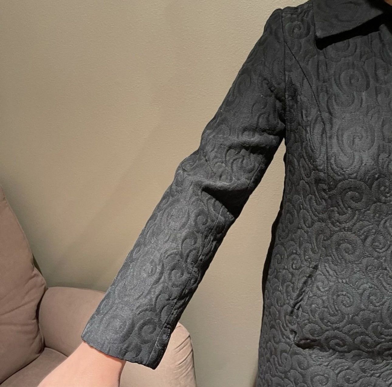 Vintage Vintage 1960's Black Matelasse Maxi Dress Coat Rhinestones Size S / US 4 / IT 40 - 6 Thumbnail