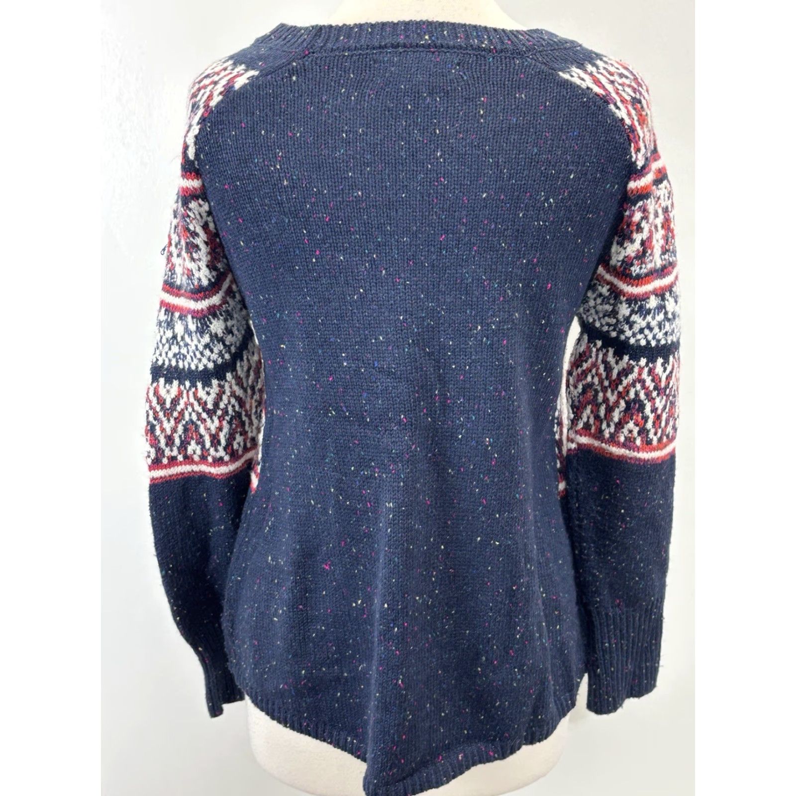 Vintage Natural Reflection Sweater Women’s Small Navy Knit Fair Isle Pullover Size S / US 4 / IT 40 - 3 Thumbnail