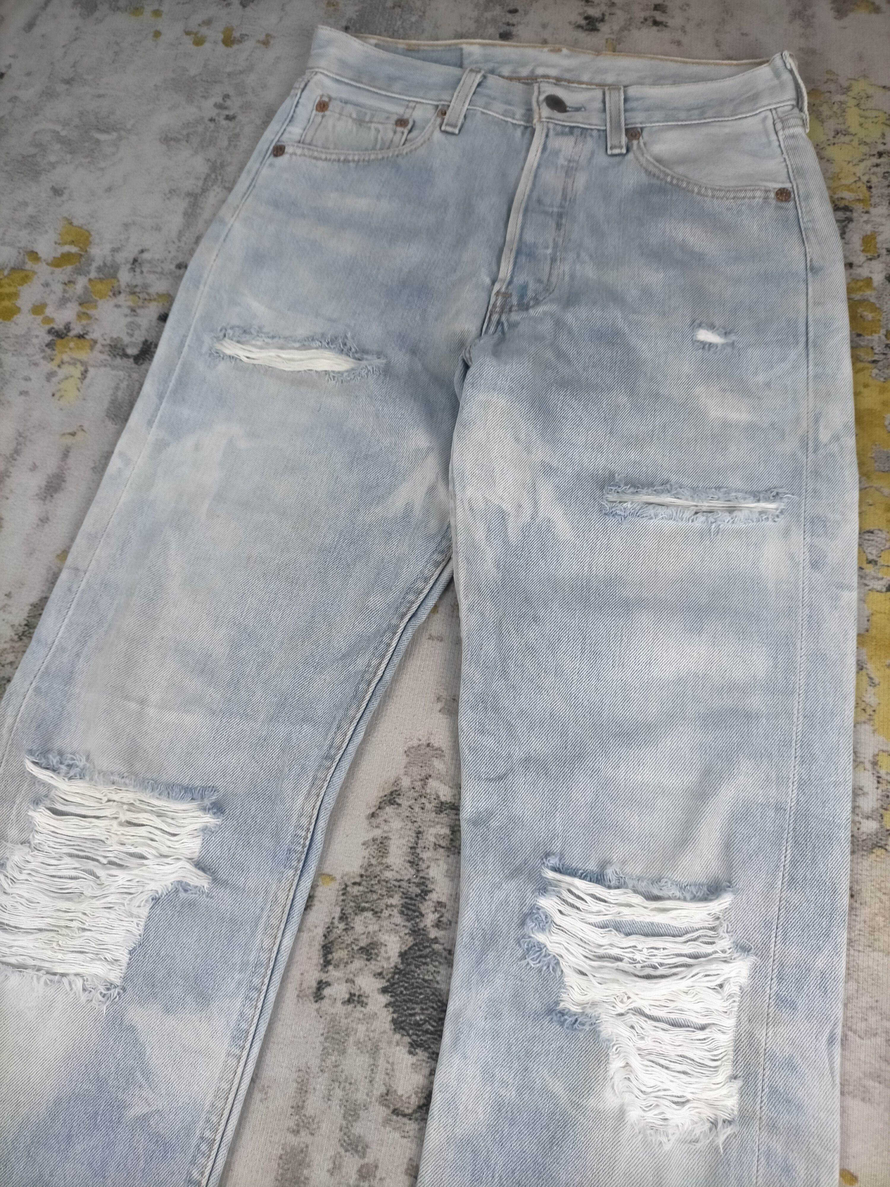 Kapital 🔥Crazy Levis 501 Stone Wash Faded Distressed Jeans Size US 28 / EU 44 - 2 Thumbnail