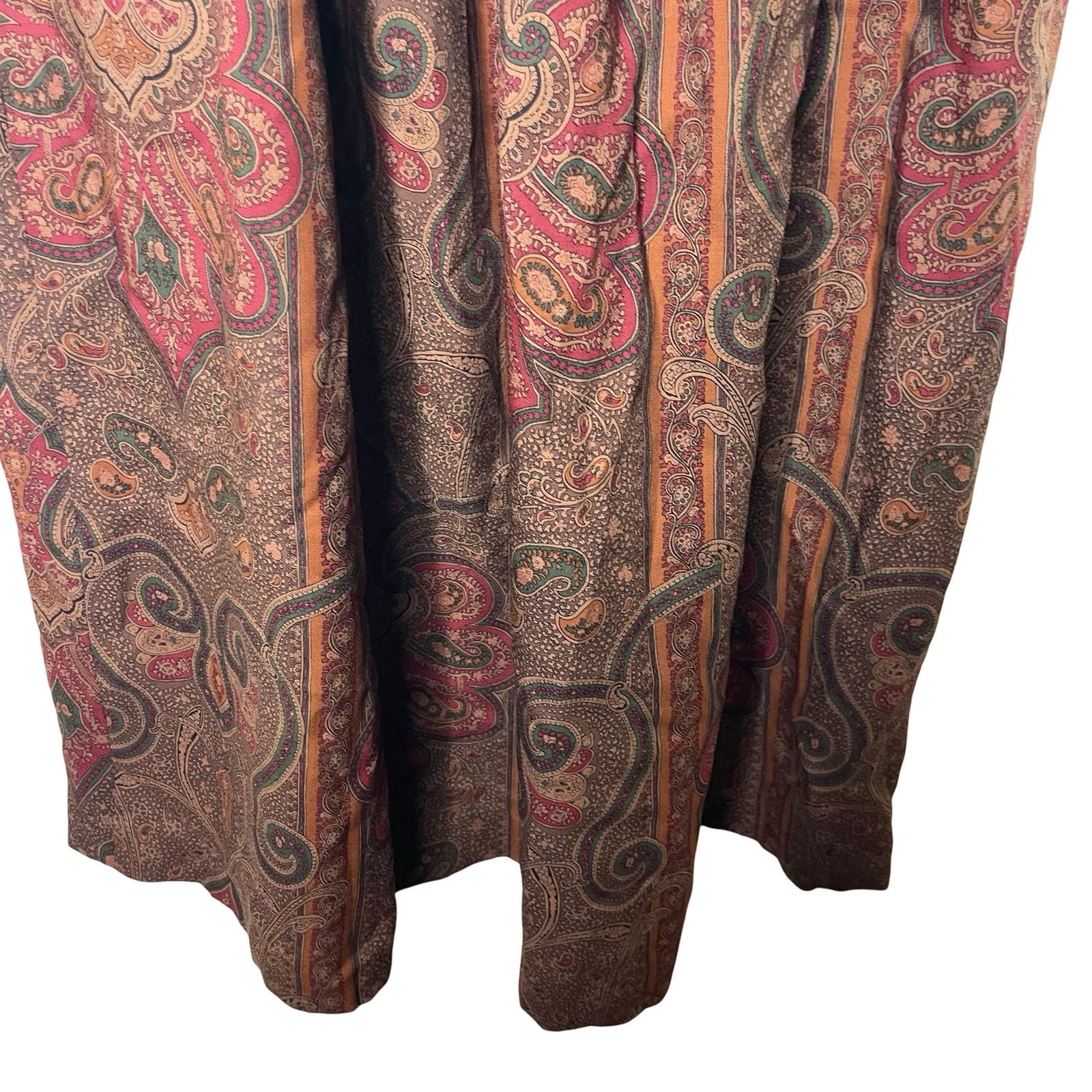 Ralph Lauren Ralph Lauren Brown Paisley Prairie Skirt Wool Midi Vtg 80s Size 32" / US 10 / IT 46 - 5 Thumbnail