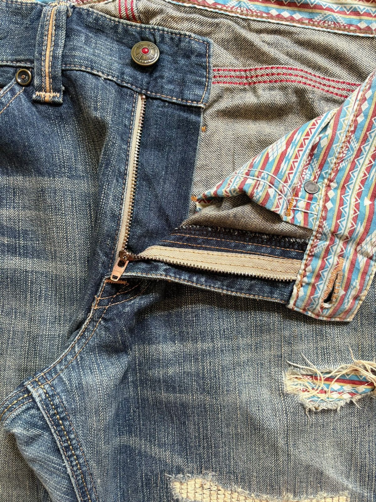 Edwin Exclusive Vintage Edwin Mud Wash Sashiko Distress Baggy Jean Size US 34 / EU 50 - 9 Thumbnail