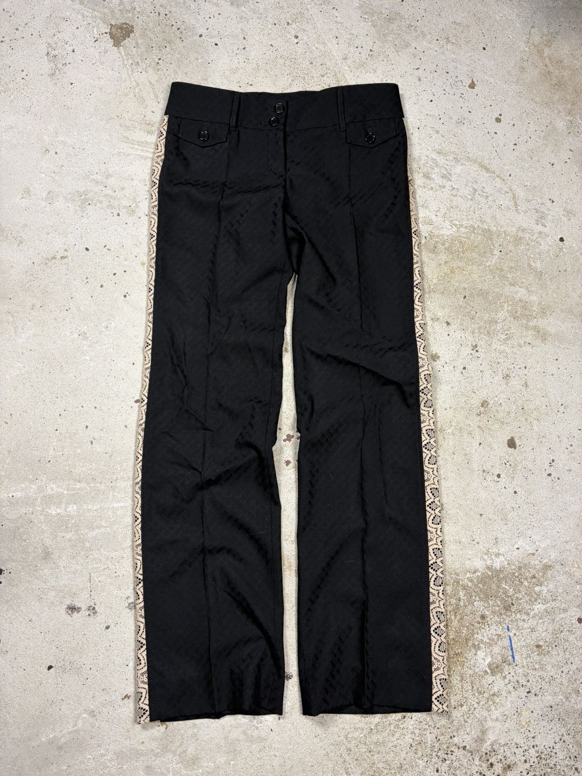 Dolce & Gabbana Dolce & Gabbana Black Casual Pants Lace Trims Stripe Size 30" / US 8 / IT 44 - 2 Thumbnail