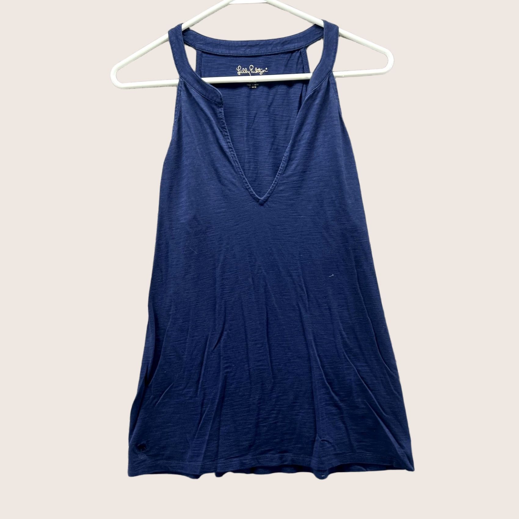 Lilly Pulitzer Lilly Pulitzer Tank Top Womens Large Blue Pima Cotton Deep V Neck Racerback Size L / US 10 / IT 46 - 1 Thumbnail