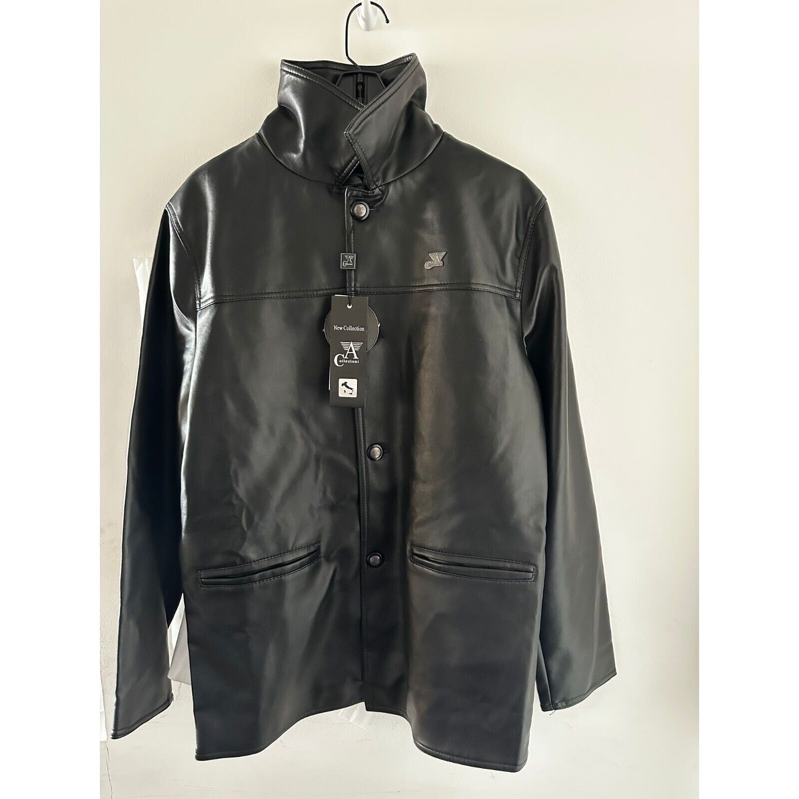 Collezioni Leather Biker Jacket Italy Luxury NWT Men Size S