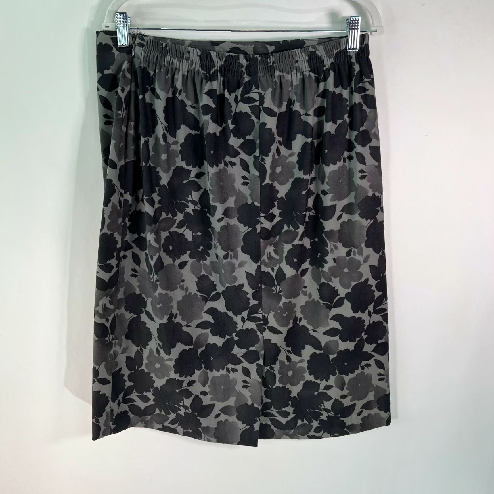 Vintage VINTAGE Leslie Fay Womens Black Floral Elastic Waist Straight Pencil Skirt Size 16 (47) Size 38" / US 16 / IT 52 - 2 Thumbnail