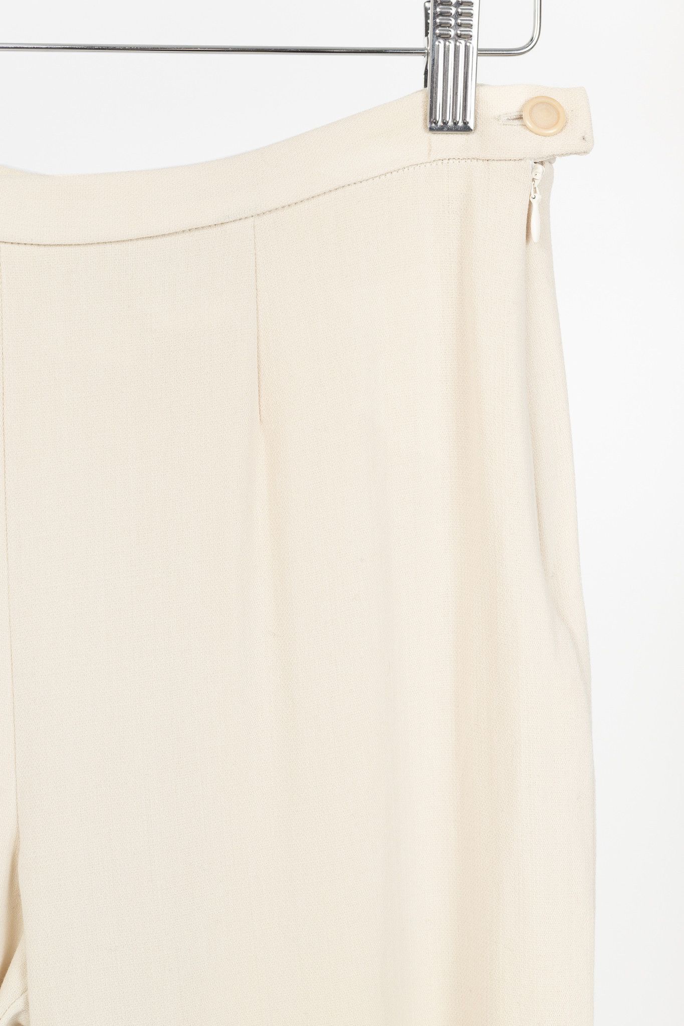Max Mara Max Mara Cream Wool-Crepe Straight-Leg Trousers Size 30" / US 8 / IT 44 - 5 Thumbnail