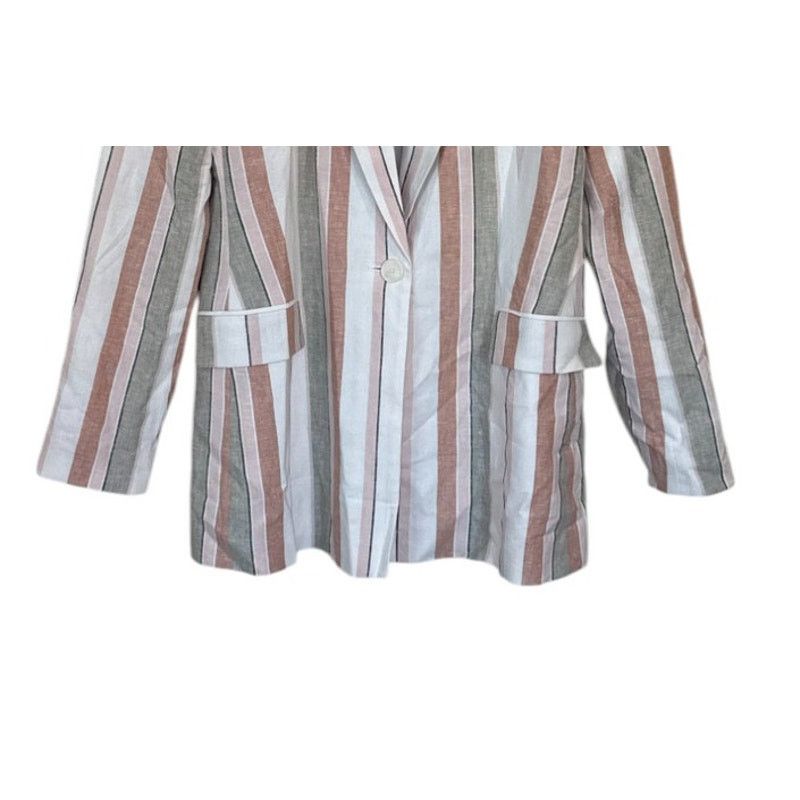 Rachel Zoe NWT Rachel Zoe Blazer Women Medium Cream Striped Linen Size M / US 6-8 / IT 42-44 - 3 Thumbnail